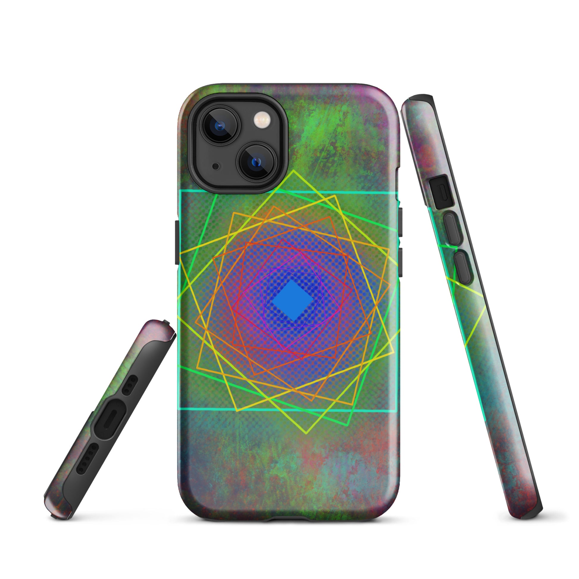 A Colourful Geometric Cubes Case for the iPhone 13