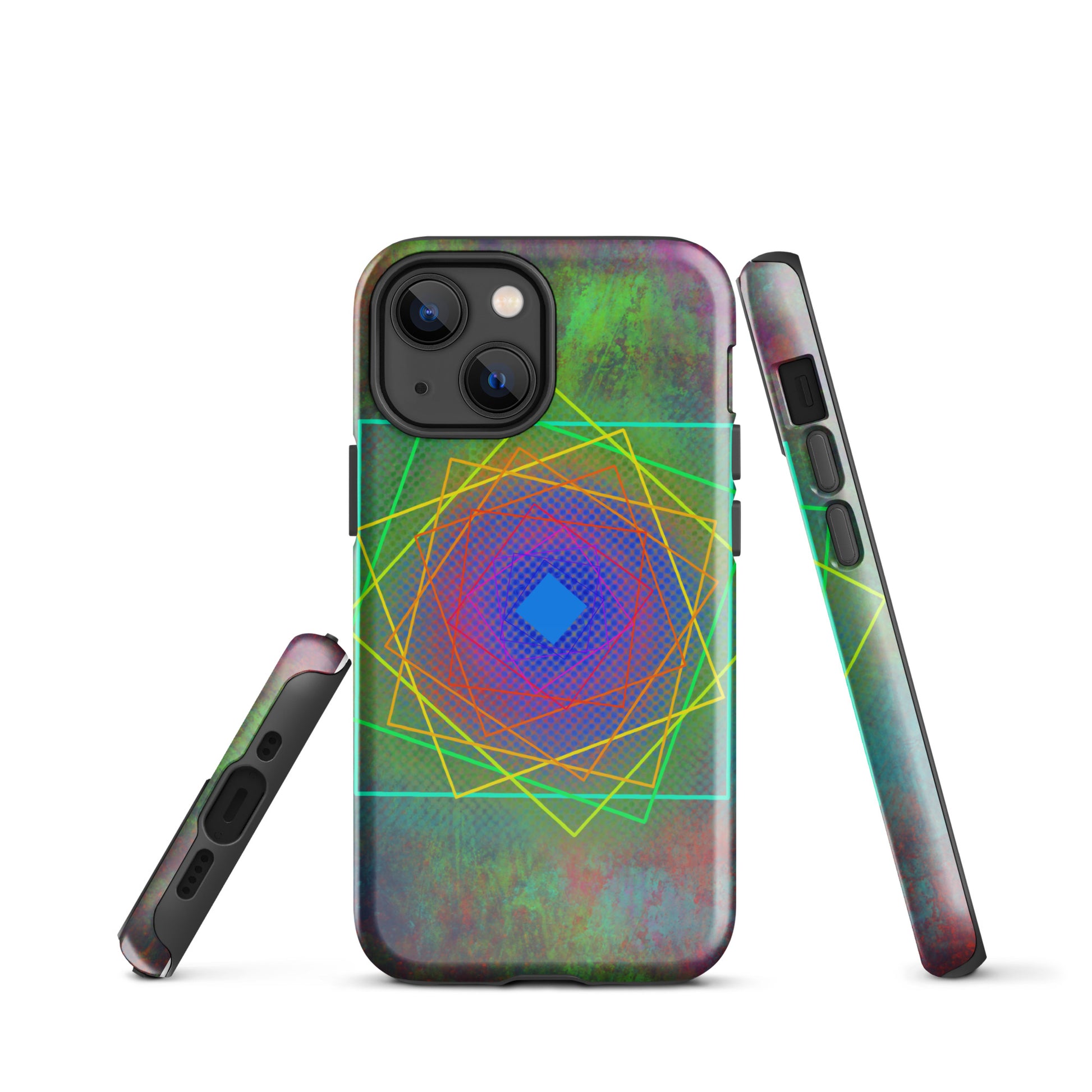 A Colourful Geometric Cubes Case for the iPhone 13 Mini