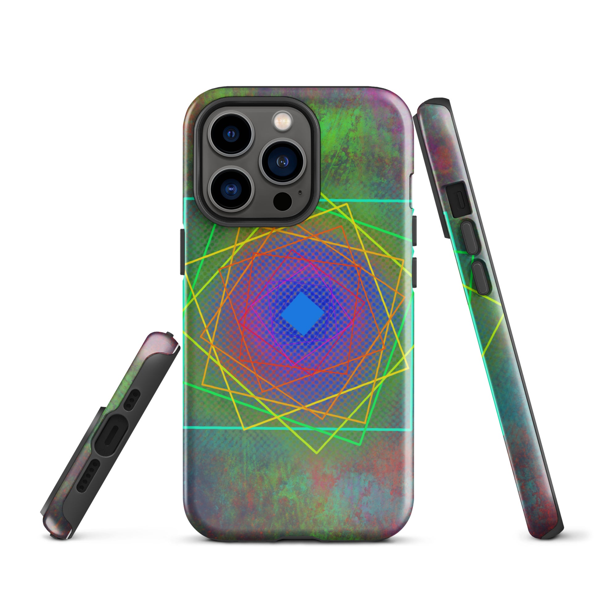 A Colourful Geometric Cubes Case for the iPhone 13 Pro 