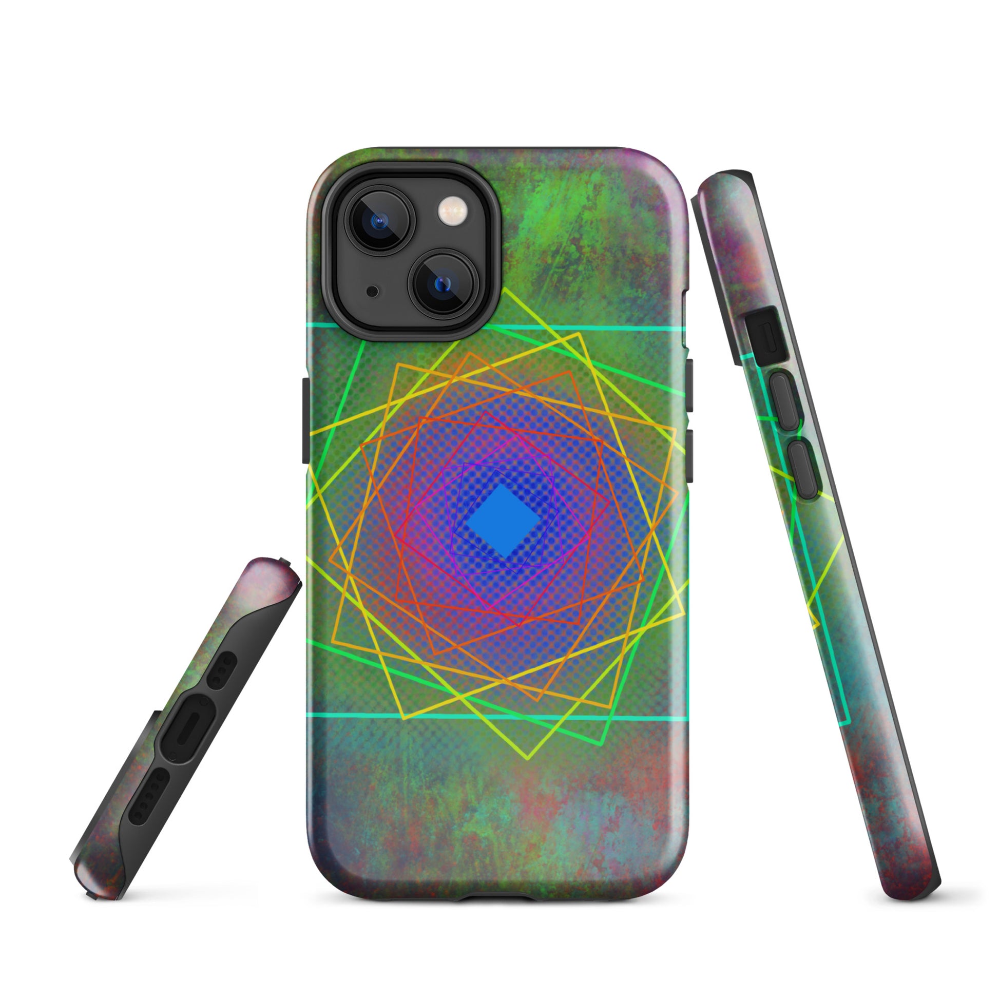A Colourful Geometric Cubes Case for the iPhone 14 