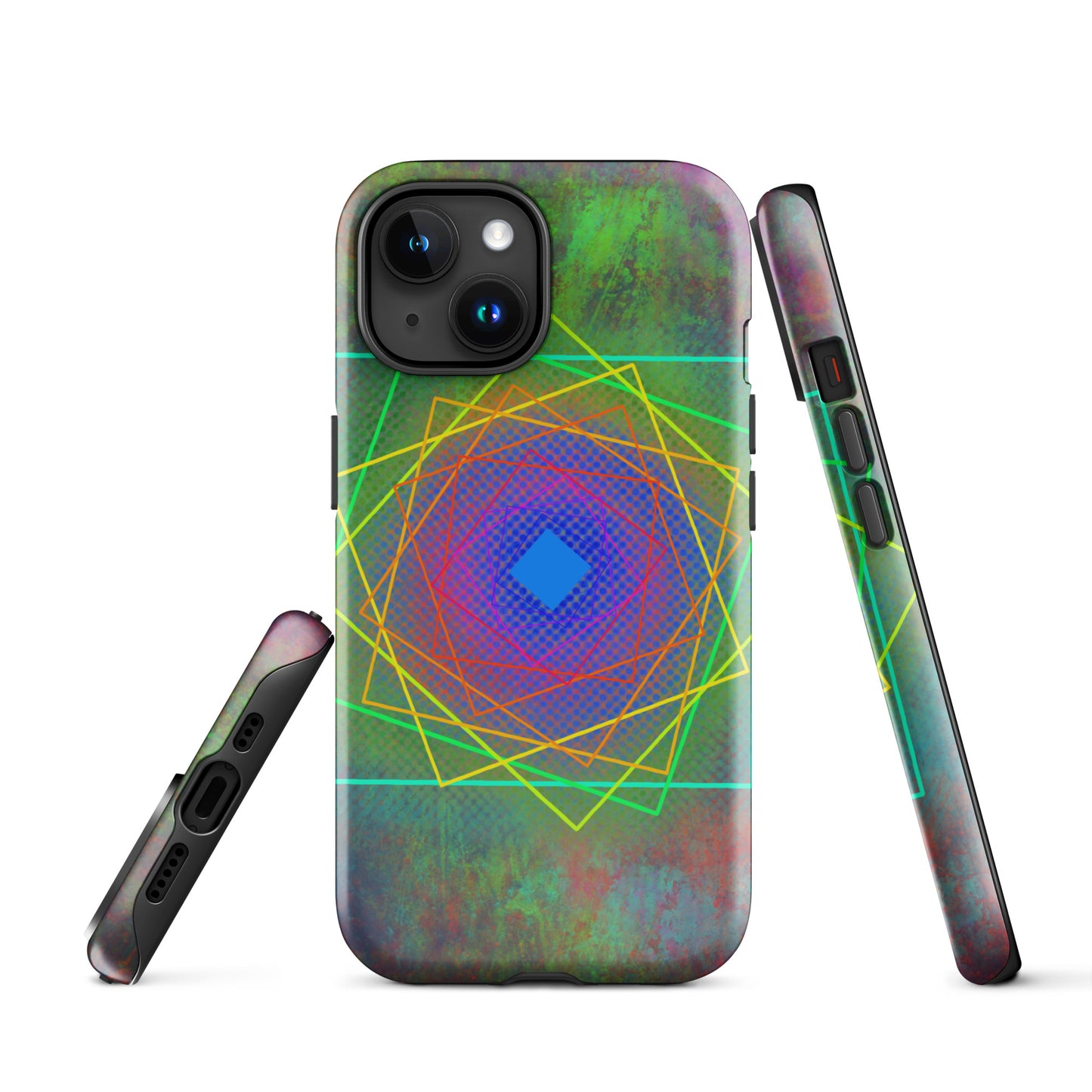 A Colourful Geometric Cubes Case for the iPhone 15 