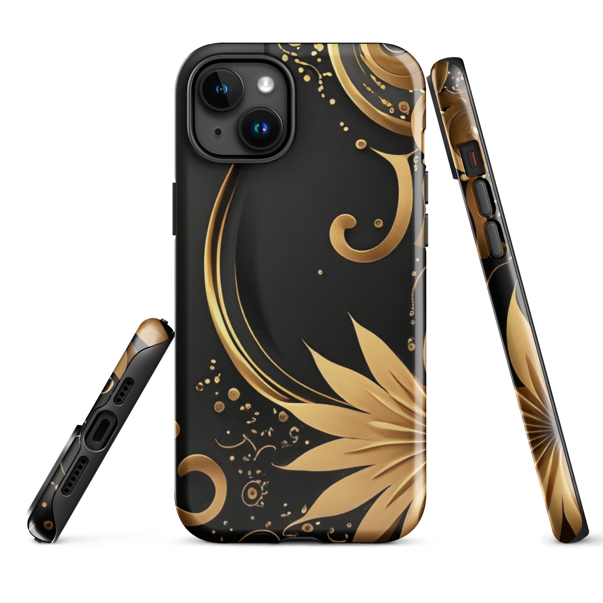 A Golden Flower Case for the iPhone 15 Plus