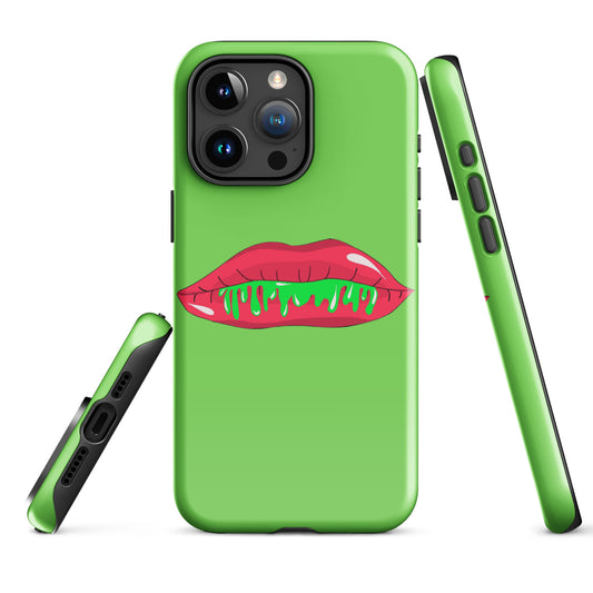 A Red Lips & Green Background Case for the iPhone 15 Pro Max