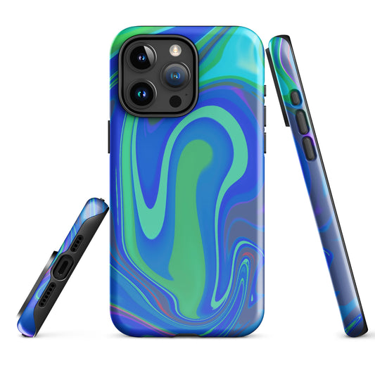 A Blue and Green Stream Case for the iPhone 15 Pro Max