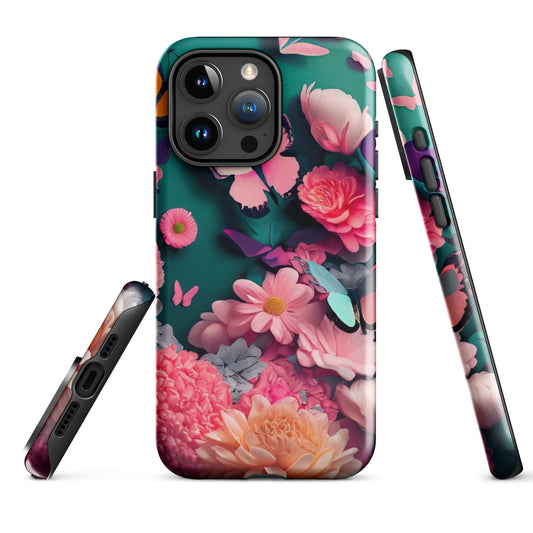 A Pink 3D Flowers & Butterfly Case for the iPhone 15 Pro Max