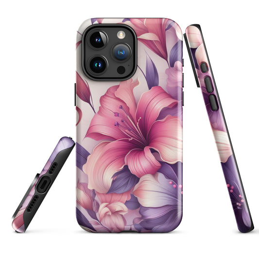 A Pink & Purple Lilies Case for the iPhone 15 Pro Max