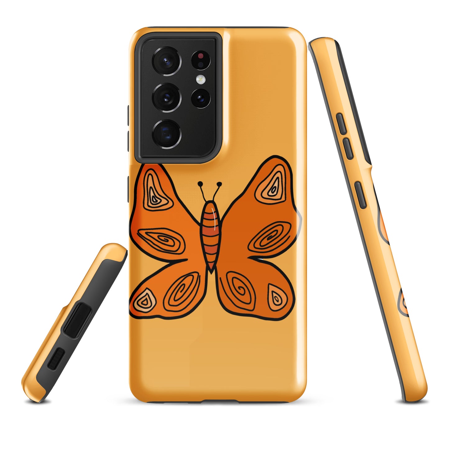 An Orange Butterfly Case for the Samsung Galaxy S21 Ultra