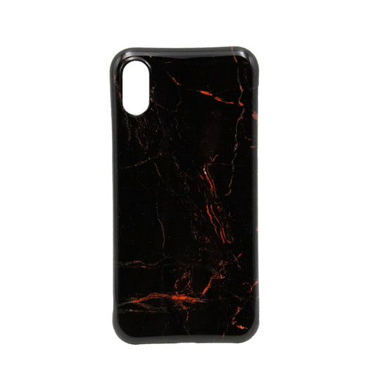 Case For iPhone X / XS Marble Red and Black Print Pattern Soft TPU Case